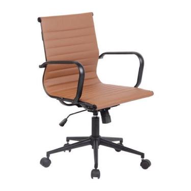 Imagem de Cadeira Office Sevilha Aço Preto Baixa Marrom Escuro - Rivatti