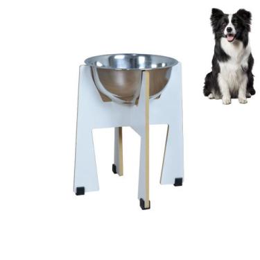Imagem de Comedouro Elevado Pet Gato Cachorro MDF Torre Grande 25 cm - Inox - Ma