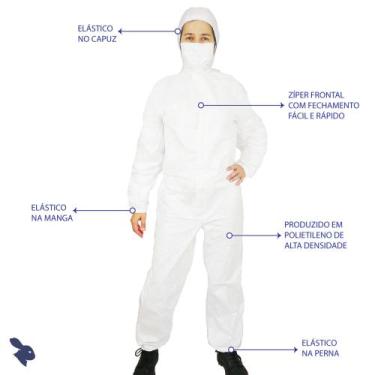 Imagem de 1 Macacão de Proteção de corpo inteiro + 10 protetor facial - Senhor C