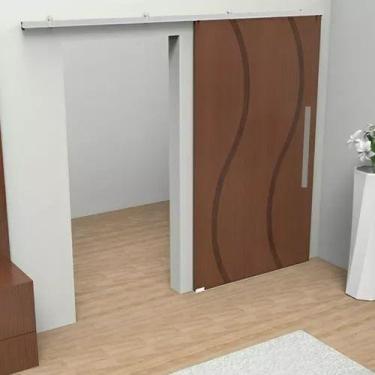 Imagem de Kit Acessórios Para Porta De Correr Natural C Suportes e Trilho - Tr f