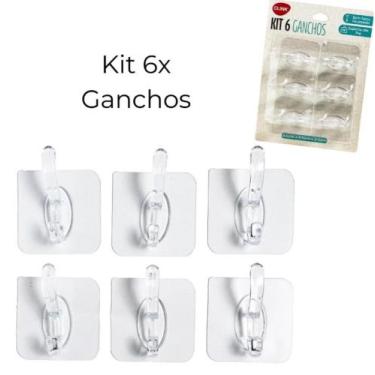 Imagem de Kit 6 Ganchos Adesivos Plástico Auto-fixação Parede Cozinha - clink