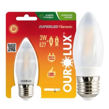 Imagem de Lâmpada Vela Led Fosca 3w Bivolt E27 Branco Frio - OUROLUX