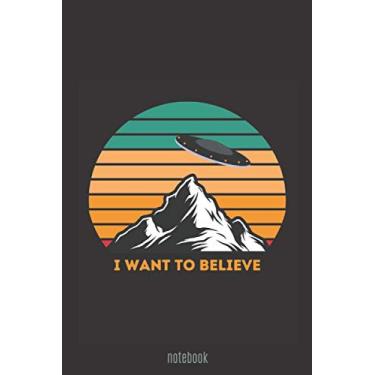 Imagem de Notebook: lined paper 6 x 9 inch size journal (eu A5 approx) - 110 pages - Great for taking notes, journaling, planning, or composition notebook - ... mountain and spaceship - UFO Alien lover gift