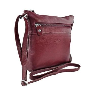 Imagem de Bolsa Transversal CRAVINA em Couro Galvani, Vinho