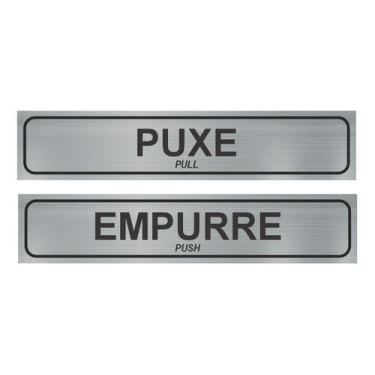 Imagem de Kit 2 Placas Sinalização Puxe E Empurre 25x5cm Ps 1mm - Royal Art