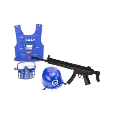 Imagem de Kit Policial Azul Brinquedo Colete com Acessórios Fantasia - DDG TOYS