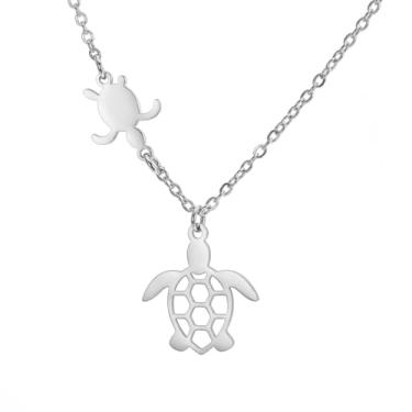 Imagem de OIDIMS Colar de tartaruga fofo para mulheres e homens, colar com pingente de tartaruga marinha adorável animal delicado banhado a ouro gargantilha de aço inoxidável joia de Natal dia das mães