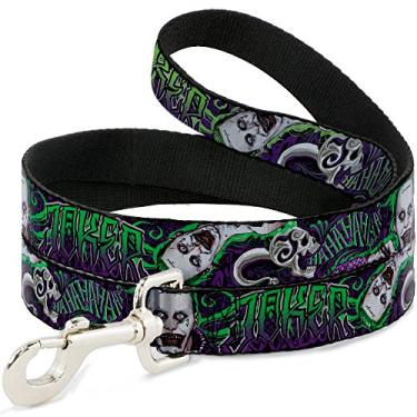 Imagem de Buckle-Down Tatuagem do Coringa do Esquadrão Suicida/2 poses/Hahahaha, Caveira Roxo/Coleira para Cães Verdes, 1,8 m