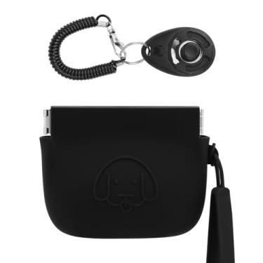 Imagem de WALLFID Bolsa Pequena de Silicone para Petiscos de Cachorro, Fecho Automático, com Clicker para Treinamento de Animais de Estimação, Bolsa de Caminhada para Cães E Gatos, Tamanho de Bolso, Fácil de Li