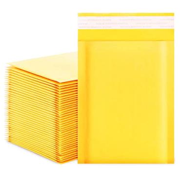 Imagem de Dasen Envelopes Kraft Bubble 10 x 18 cm 50 peças, pequenos sacos de envio de correio autovedantes, envelopes acolchoados amarelos #000 (4x7-50 peças)