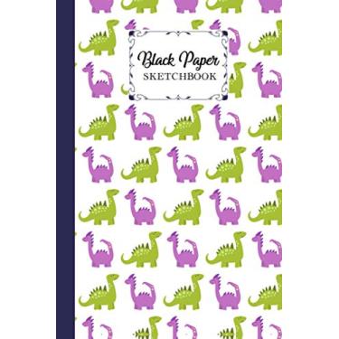 Imagem de Black Paper Sketchbook: Black Paper Sketchbook dinosaur Cover, Blank Drawing Book for Kids and Adults, 120 Pages, Size 6" x 9" Notebook