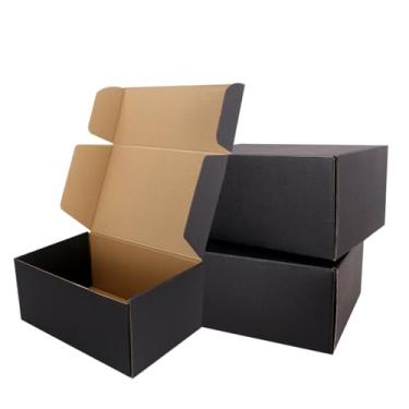 Imagem de JIUZHOUXIN caixas de remessa, caixas de papelão ondulado preto de 9 "x6" x4 ", que são anti-impacto, vêm com etiqueta de vedação requintada. embalagem de comércio eletrônico adequada, embala