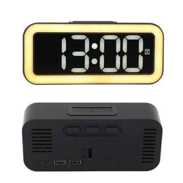 Imagem de Despertador Digital LED Com Display Grande Com Data Eletrônica, Display de Temperatura e Luz Noturna - Acessório de Decoração de Mesa de Quarto Em Preto (Preto)