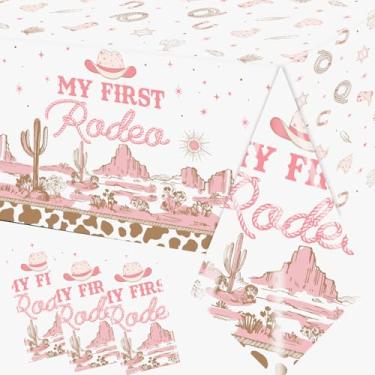 Imagem de Guzbewu Toalha de mesa de festa de aniversário de vaqueira - 3 peças de toalhas de mesa para decorações de festa com tema ocidental, descartáveis, aniversário de rodeio do oeste selvagem, adequada