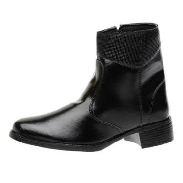 Imagem de Bota Coturno Roma Shoes Cano Curto Lisa Salto Baixo Antiderrapante Feminina-Feminino