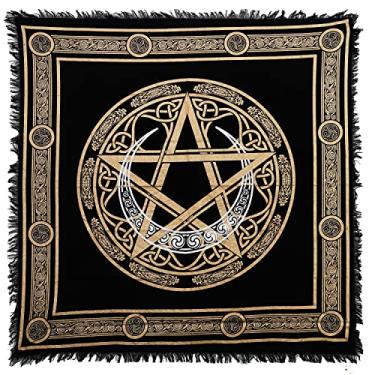 Imagem de Indian Consigners Tecido de altar, pentagrama crescente, bruxaria, alter tarô, tecido wiccano, quadrado, espiritual, 18 por 18, pentagrama crescente sagrado