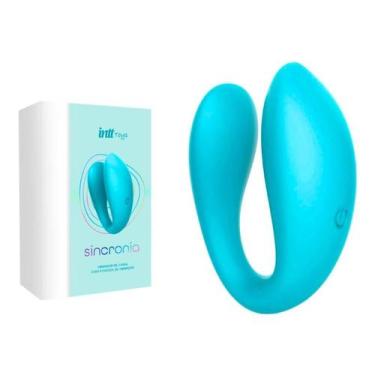 Imagem de Vibrador de Casal Recarregável Sincronia com 9 Modos de Vibração Azul 