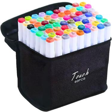 Imagem de Kit De Canetas Marcador Permanente Ponta Dupla Touch 60Cores