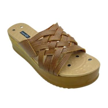 Imagem de Sandália Confortável Feminino Magnético couro KENFOOT - TRIXIE, Marrom