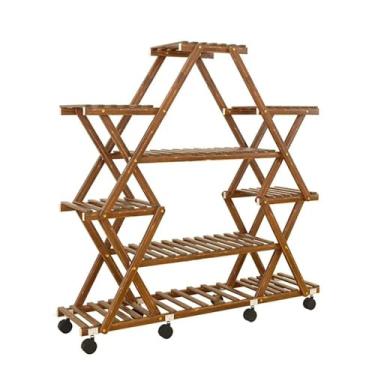 Imagem de Vaso de varanda prateleiras de plantas simples para uso doméstico multicamadas prateleira de vaso de flores de madeira maciça suculenta Pothos Vaso de flores