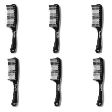 Imagem de Pente Dentes Entrelaçados Preto Proart Kit Com 6 Unidades