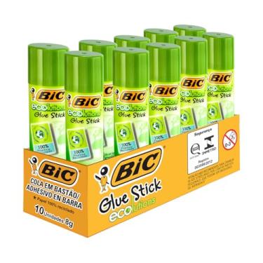 Imagem de Cola em Bastão Ecolutions, BIC 886641, Multicor, 8 g, Pacote de 10