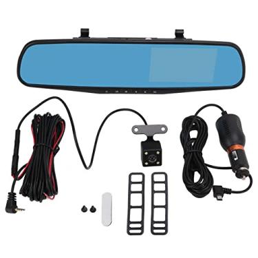 Imagem de Grcfumo Mirror Dash Cam, 4.3in 1080P Câmera de espelho retrovisor, Monitor de estacionamento com gravador de condução duplo para muitos carros