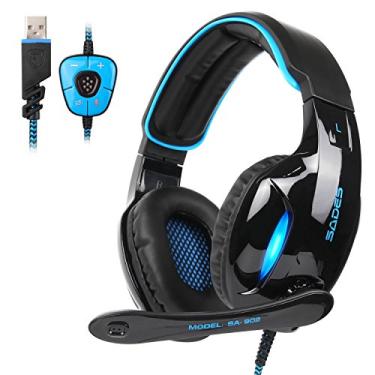 Imagem de SADES SA902 7.1 USB Surround Sound Fones de ouvido para jogos Over-Ear com microfone luz LED