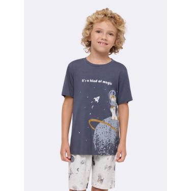 Imagem de Pijama Manga Curta Masculino Infantil com Bermuda - Veggi, Grafite, 4,