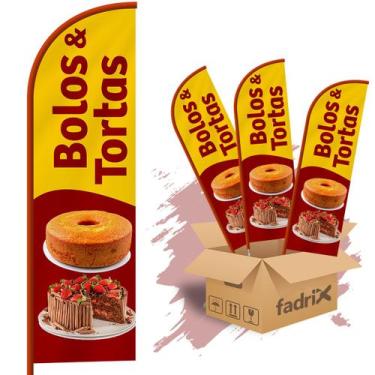 Imagem de Wind Banner Dupla Face 3mt Bolos e Tortas Kit C/ 3unds - Fadrix