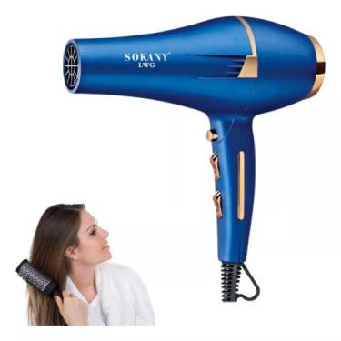 Imagem de Secador Profissional Com Difusor Cabelos Lisos Cachos Leve Cor Azul 22