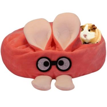 Imagem de Copfeu Cama de porquinho-da-índia grossa e macia para coelhos, hamsters, chinchila, esquilo, furão, gatinhos, habitat para dormir, tapete de almofada de suporte com superfície macia (rosa, médio)
