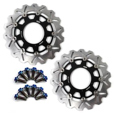 Imagem de Discos de freio dianteiros flutuantes com parafusos de montagem para BMW F700GS ABS 2013-2018, F800GS ABS 09-18, F800GS AVVENTURE ABS 13-18, acessórios de substituição de motocicleta pretos