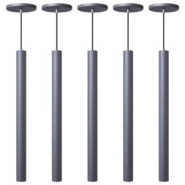 Imagem de Kit 10 Pendente Luminária Tubo Cinza 50 Cm - Iluminar Ambiente