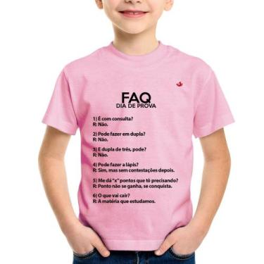 Imagem de Camiseta Infantil FAQ Dia de Prova - Foca na Moda, Rosa bebê, 2