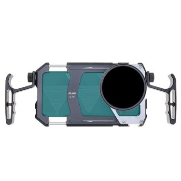 Imagem de FocusFoto Gaiola universal para celular com filtro Fader ND variável de 67 mm, kit de equipamento de vídeo para smartphone com alças duplas, capa estabilizadora de vlogging para filmagem portátil para