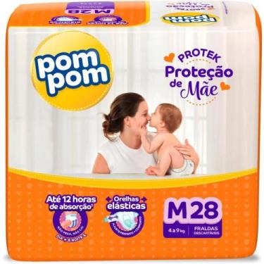 Imagem de Fralda Pom Pom Derma Protek Jumbo 1 Pacote Tamanho M 28 unidades