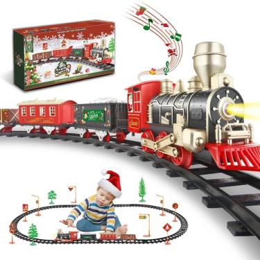 Imagem de Conjunto de Trem de Natal JQ JUQU com Luzes e Sons - Brinquedo Infanti