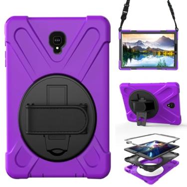 Imagem de Capa para Samsung Galaxy Tab S4 10.5 2018 (SM-T830/T835/T837), capa protetora portátil resistente à prova de quedas com suporte giratório 360, alça e alça de ombro, caneta Stylus (roxo novo)