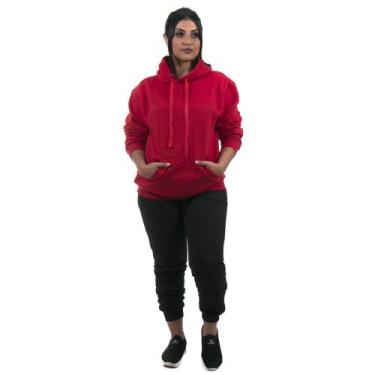 Imagem de Conjunto Moletom Feminino Calça Preta e Blusa de Moletom cor Vermelho 