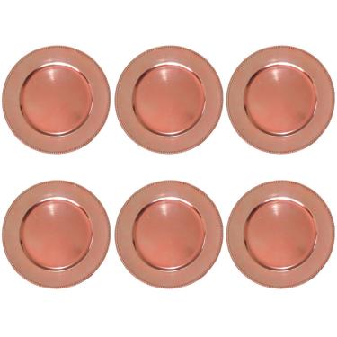 Imagem de Jogo Com 6 Sousplat 33cm Rose Gold Com Bordas Decoradas - Wolff