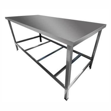 Imagem de Mesa Tampo Bancada Inox Industrial Para Açougue Com Prateleira 1,2 Metro Sebem