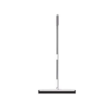 Imagem de SUREK Conjunto moderno de vassoura rotativa e pá de lixo dobrável de plástico branco com cabo longo combo de pá de lixo para casa conveniente, raspador de água