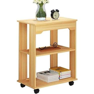 Imagem de Mesa de cabeceira simples para quarto escritório mesa de cabeceira mesa de cabeceira painel à base de madeira com prateleira e armazenamento de polia, armário de quarto caixa de armazenamento de