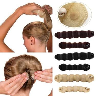 Imagem de Esponja redonda pequena de cor aleatória para coque de cabelo - Anel de cabelo faça você mesmo com elásticos e laços, acessório de beleza e cuidados pessoais