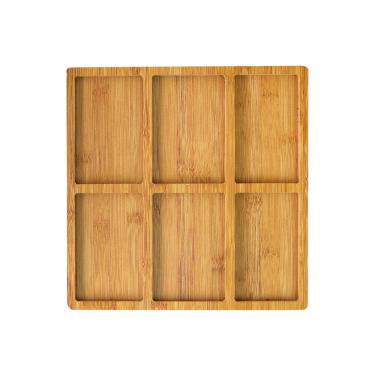 Imagem de Petisqueira De Madeira Quadrada Com 6 Divisórias 30X30cm
