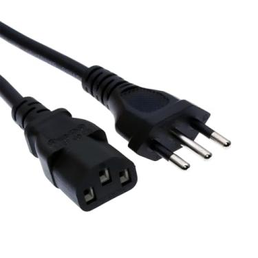 Imagem de Cabo de Força para PC, 1.8 Metros 10A, Plugue de 3 Pinos, Preto, Impressoras, Monitor, TV e Eletrônicos