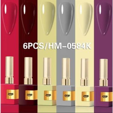 Imagem de Kit C/6 esmalte em gel 15g colorido brilhante Zem - oem, HM-0584-K