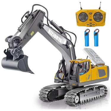 Imagem de Mini Escavadeira RC Recarregável 1:24 c/ Som, Luz, Pá de Metal - Presente p/ Meninos de 6 a 12 Anos.KIZJORYA