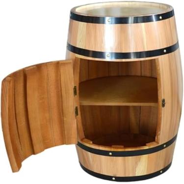 Imagem de Sufeasdf Mesa de madeira para barril de vinho - Suporte rústico de cedro para vinho e armário de exibição decorativo para adegas, cervejarias e bares domésticos, armazenamento elegante (madeira